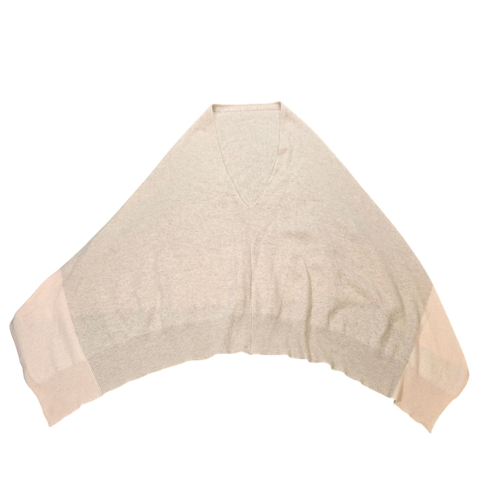 Cortland Park 100% Cashmere V-Neck Poncho Sweater Women's One Size Oatmeal Peach
